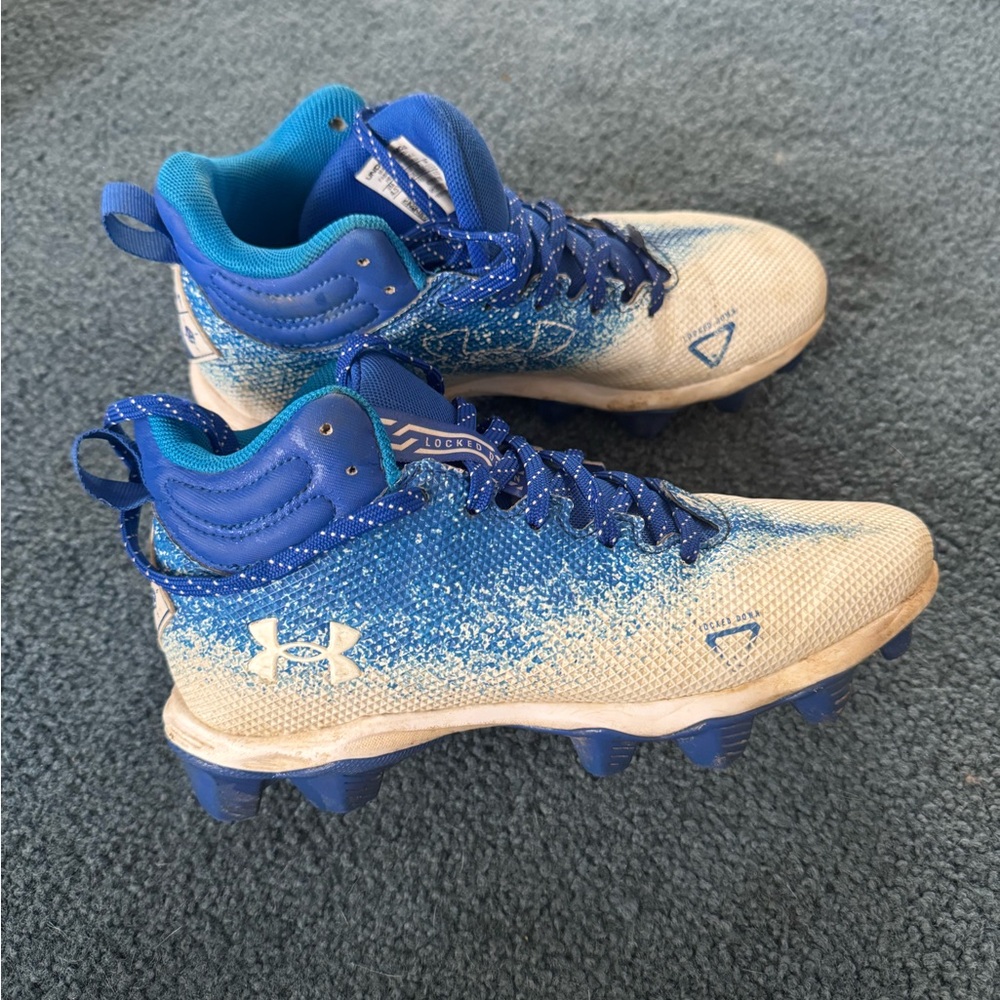Under Armour Kids Blue and white Sneakers football /lacrosse